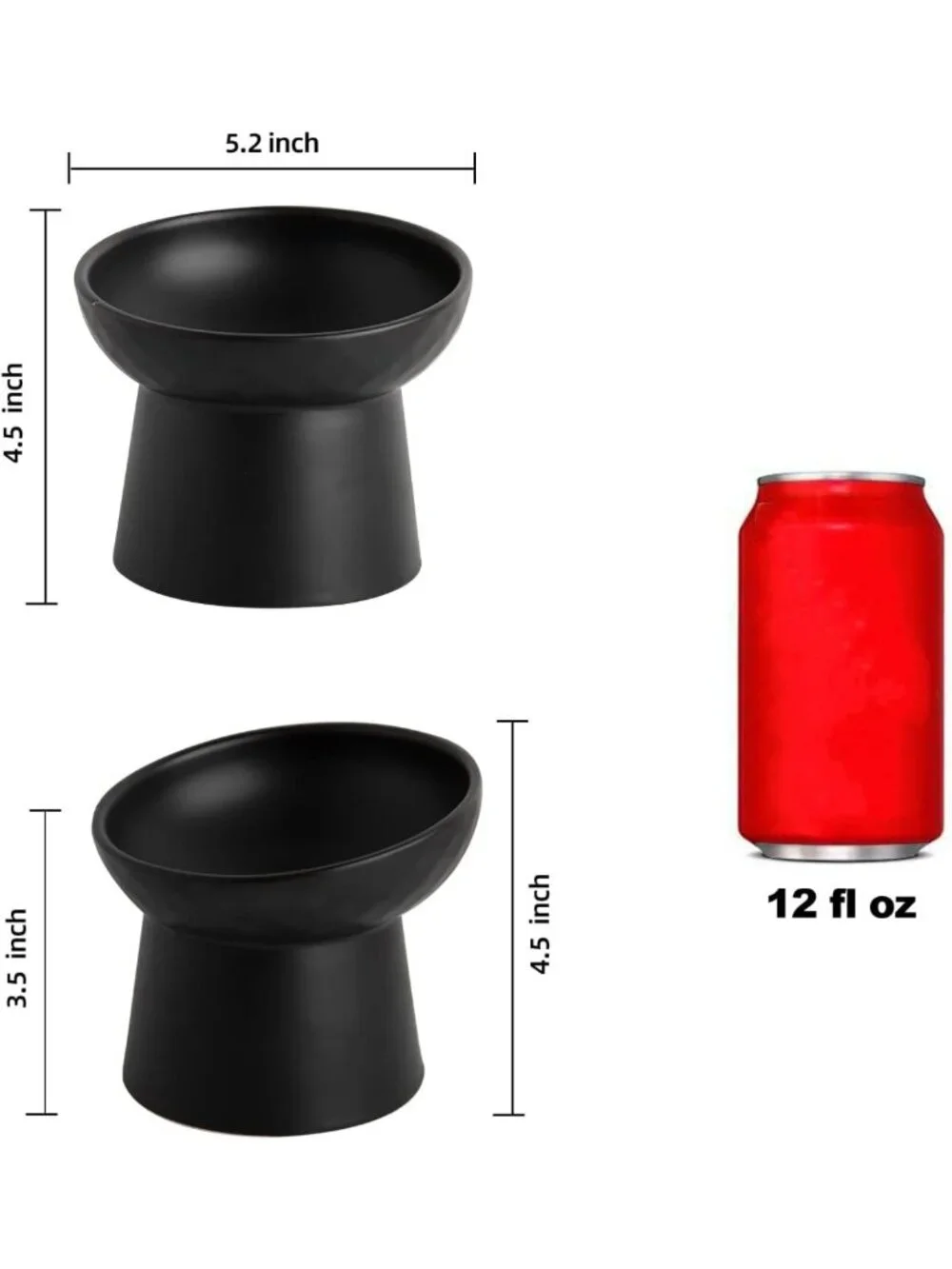 Tilted Ceramic Cat Bowls Set - Whisker-Friendly Raised Pet Feeders for Cats